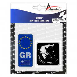 Americat GREECE ΑΥΤΟΚΟΛΛΗΤΟ GR ΚΑΘΕΤΟ 10,4 Χ 4,5 cm - ΧΑΡΤΗΣ ΕΛΛΑΔΟΣ 8 Χ 8 cm (ΜΑΥΡΟ) ΜΕ ΕΠΙΚΑΛΥΨΗ ΣΜΑΛΤΟΥ - 2 ΤΕΜ.