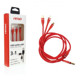 Amio ΚΑΛΩΔΙΟ ΦΟΡΤΙΣΗΣ ΚΑΙ ΜΕΤΑΦΟΡΑΣ ΔΕΔΟΜΕΝΩΝ USB ΣΕ APPLE LIGHTNING - MICRO USB - USB TYPE C 120cm 3.1A