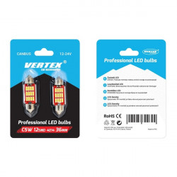 Amio ΛΑΜΠΑΚΙΑ ΠΛΑΦΟΝΙΕΡΑΣ 36mm 12/24V 2,9W 5600K 12LED CANBUS FESTOON (ΛΕΥΚΟ) - 2 ΤΕΜ.
