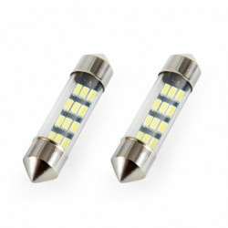 Amio ΛΑΜΠΑΚΙΑ ΠΛΑΦΟΝΙΕΡΑΣ STANDARD FESTOON C5W 36mm - 12V - 0,5W -  5600K - 12LED (ΛΕΥΚΟ/ΨΥΧΡΟ) - 2 ΤΕΜ.