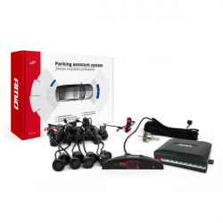 Amio ΣΥΣΤΗΜΑ ΠΑΡΚΑΡΙΣΜΑΤΟΣ 12V GOLD 8 ΜΑΤΙΑ ΜΑΥΡΑ Φ18mm ΕΜΠΡΟΣ-ΠΙΣΩ ΜΕ ΟΘΟΝΗ LED