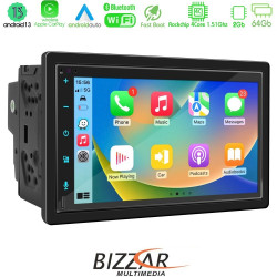 Bizzar 2DIN Deck 4core Android13 4+32GB Navigation Multimedia Deckless 6.9 με Carplay/AndroidAuto