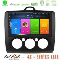 Bizzar 4T Series Ford Focus Manual AC 4Core Android13 2+32GB Navigation Multimedia Tablet 9 (Μαύρο Χρώμα)