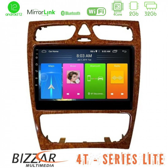 Bizzar 4T Series Mercedes C Class (W203) 4Core Android13 2+32GB Navigation Multimedia Tablet 9 (Wooden Style) Bizzar 4T Series Mercedes C Class (W203) 4Core Android13 2+32GB Navigation Multimedia Tablet 9 (Wooden Style)