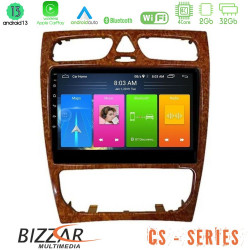 Bizzar CS Series 4Core Android13 2+32GB Mercedes C Class (W203) Navigation Multimedia Tablet 9 (Wooden Style)