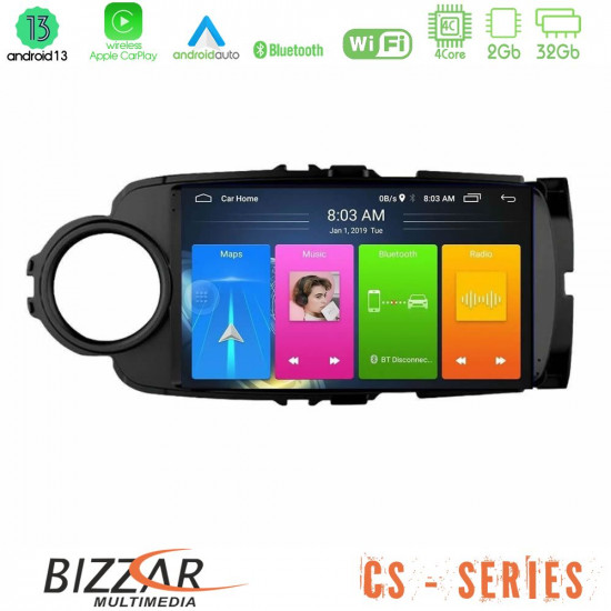 Bizzar CS Series 4Core Android13 2+32GB Toyota Yaris Navigation Multimedia Tablet 9 (Μαύρο Χρώμα)