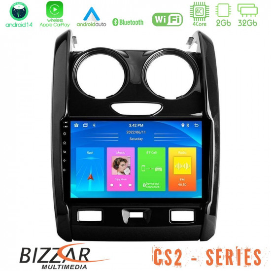 Bizzar CS2 Series 4Core Android14 2+32GB Dacia Duster 2014-2018 Navigation Multimedia Tablet 9 Με Carplay - Android Auto Bizzar CS2 Series 4Core Android14 2+32GB Dacia Duster 2014-2018 Navigation Multimedia Tablet 9 Με Carplay - Android Auto