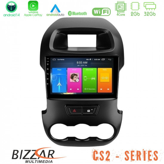 Bizzar CS2 Series 4Core Android14 2+32GB Ford Ranger 2012-2016 Navigation Multimedia Tablet 9 Με Carplay - Android Auto Bizzar CS2 Series 4Core Android14 2+32GB Ford Ranger 2012-2016 Navigation Multimedia Tablet 9 Με Carplay - Android Auto