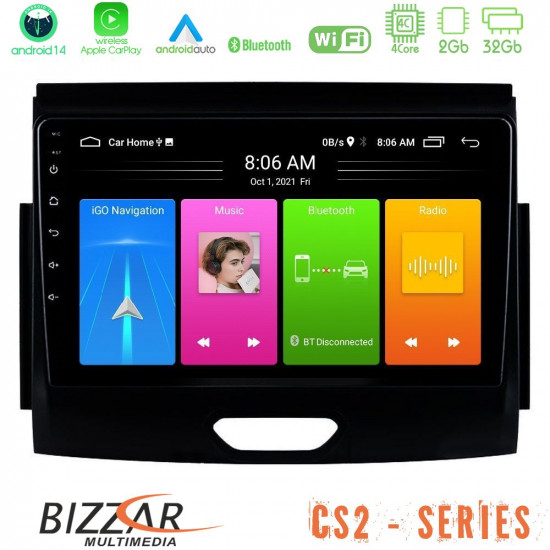 Bizzar CS2 Series 4Core Android14 2+32GB Ford Ranger 2017-2022 Navigation Multimedia Tablet 9 Με Carplay - Android Auto Bizzar CS2 Series 4Core Android14 2+32GB Ford Ranger 2017-2022 Navigation Multimedia Tablet 9 Με Carplay - Android Auto