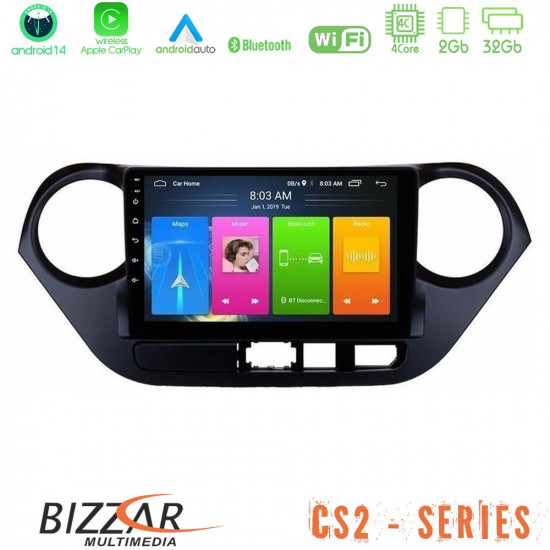 Bizzar CS2 Series 4Core Android14 2+32GB Hyundai i10 2014-2020 Navigation Multimedia Tablet 9 Με Carplay - Android Auto
