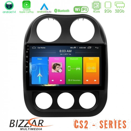 Bizzar CS2 Series 4Core Android14 2+32GB Jeep Compass 2012-2016 Navigation Multimedia Tablet 9 Με Carplay - Android Auto Bizzar CS2 Series 4Core Android14 2+32GB Jeep Compass 2012-2016 Navigation Multimedia Tablet 9 Με Carplay - Android Auto