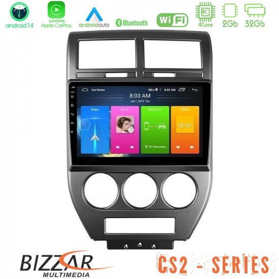 Bizzar CS2 Series 4Core Android14 2+32GB Jeep Compass/Patriot 2007-2008 Navigation Multimedia Tablet 10 Με Carplay - Android Auto Bizzar CS2 Series 4Core Android14 2+32GB Jeep Compass/Patriot 2007-2008 Navigation Multimedia Tablet 10 Με Carplay - Android Auto