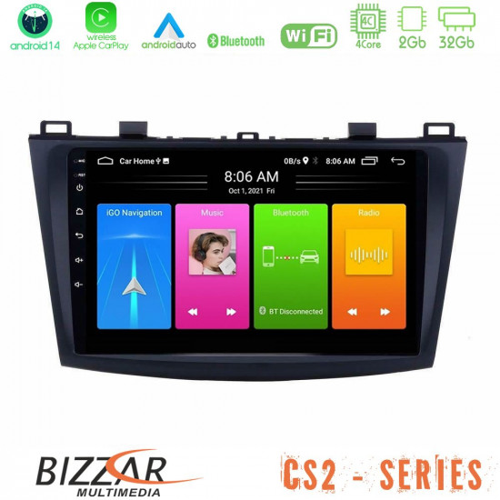 Bizzar CS2 Series 4Core Android14 2+32GB Mazda 3 2009-2014 Navigation Multimedia Tablet 9 Με Carplay - Android Auto Bizzar CS2 Series 4Core Android14 2+32GB Mazda 3 2009-2014 Navigation Multimedia Tablet 9 Με Carplay - Android Auto