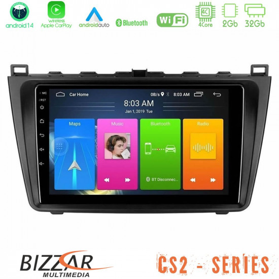 Bizzar CS2 Series 4Core Android14 2+32GB Mazda 6 2008-2012 Navigation Multimedia Tablet 9 Με Carplay - Android Auto