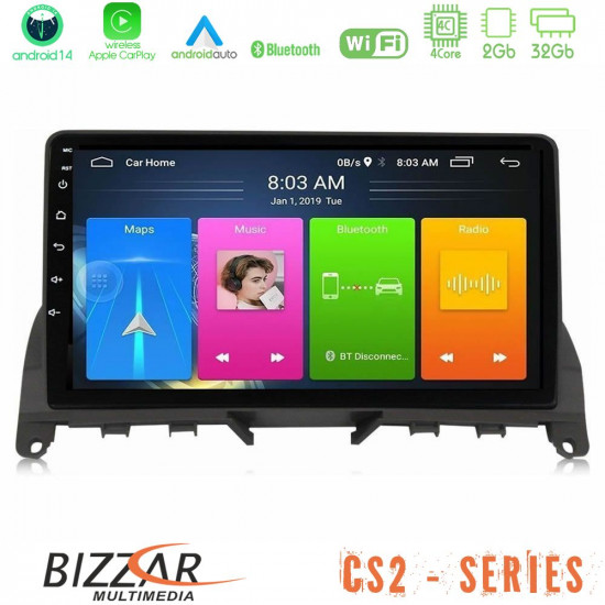 Bizzar CS2 Series 4Core Android14 2+32GB Mercedes C Class W204 Navigation Multimedia Tablet 9 Με Carplay - Android Auto Bizzar CS2 Series 4Core Android14 2+32GB Mercedes C Class W204 Navigation Multimedia Tablet 9 Με Carplay - Android Auto