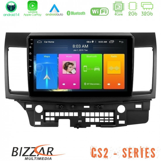 Bizzar CS2 Series 4Core Android14 2+32GB Mitsubishi Lancer 2008 – 2015 Navigation Multimedia Tablet 10 Με Carplay - Android Auto Bizzar CS2 Series 4Core Android14 2+32GB Mitsubishi Lancer 2008 – 2015 Navigation Multimedia Tablet 10 Με Carplay - Android Auto