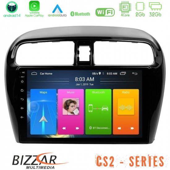 Bizzar CS2 Series 4Core Android14 2+32GB Mitsubishi Space Star 2013-2016 Navigation Multimedia Tablet 9 Με Carplay - Android Auto