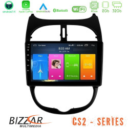 Bizzar CS2 Series 4Core Android14 2+32GB Peugeot 206 Navigation Multimedia Tablet 9 Με Carplay - Android Auto