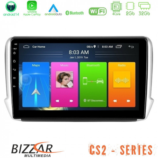 Bizzar CS2 Series 4Core Android14 2+32GB Peugeot 208/2008 Navigation Multimedia Tablet 10 Με Carplay - Android Auto Bizzar CS2 Series 4Core Android14 2+32GB Peugeot 208/2008 Navigation Multimedia Tablet 10 Με Carplay - Android Auto