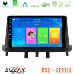 Bizzar CS2 Series 4Core Android14 2+32GB Renault Megane 3 2009-2013 Navigation Multimedia Tablet 9 Με Carplay - Android Auto
