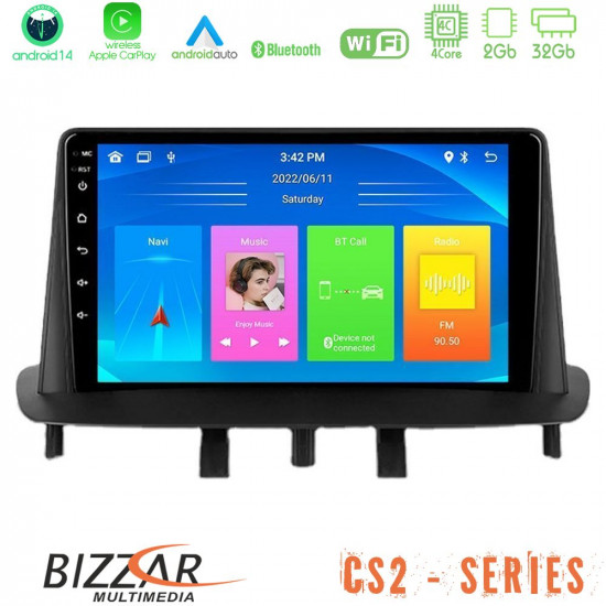 Bizzar CS2 Series 4Core Android14 2+32GB Renault Megane 3 2009-2013 Navigation Multimedia Tablet 9 Με Carplay - Android Auto Bizzar CS2 Series 4Core Android14 2+32GB Renault Megane 3 2009-2013 Navigation Multimedia Tablet 9 Με Carplay - Android Auto