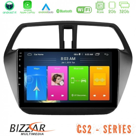 Bizzar CS2 Series 4Core Android14 2+32GB Suzuki SX4 S-Cross Navigation Multimedia Tablet 9 Με Carplay - Android Auto Bizzar CS2 Series 4Core Android14 2+32GB Suzuki SX4 S-Cross Navigation Multimedia Tablet 9 Με Carplay - Android Auto