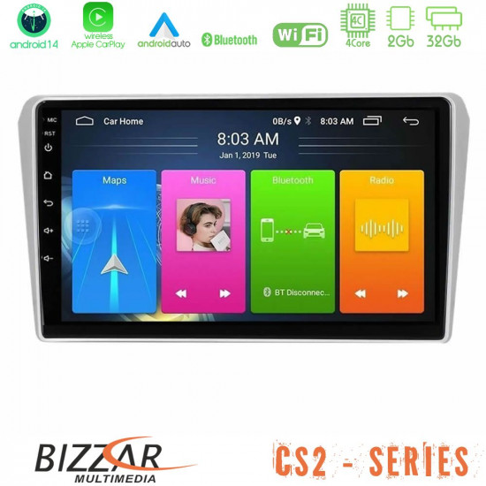 Bizzar CS2 Series 4Core Android14 2+32GB Toyota Avensis T25 02/2003–2008 Navigation Multimedia Tablet 9 Με Carplay - Android Auto Bizzar CS2 Series 4Core Android14 2+32GB Toyota Avensis T25 02/2003–2008 Navigation Multimedia Tablet 9 Με Carplay - Android Auto