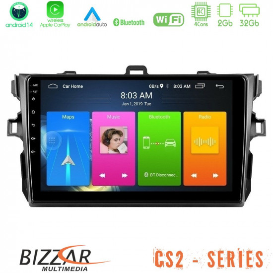 Bizzar CS2 Series 4Core Android14 2+32GB Toyota Corolla 2007-2012 Navigation Multimedia Tablet 9 Με Carplay - Android Auto Bizzar CS2 Series 4Core Android14 2+32GB Toyota Corolla 2007-2012 Navigation Multimedia Tablet 9 Με Carplay - Android Auto