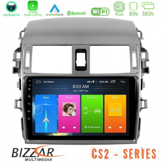 Bizzar CS2 Series 4Core Android14 2+32GB Toyota Corolla 2008-2010 Navigation Multimedia Tablet 9 Με Carplay - Android Auto