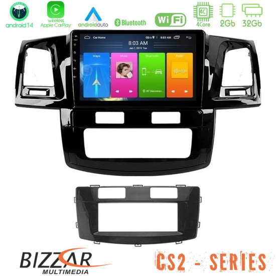 Bizzar CS2 Series 4Core Android14 2+32GB Toyota Hilux 2007-2016 Navigation Multimedia Tablet 9 Με Carplay - Android Auto Bizzar CS2 Series 4Core Android14 2+32GB Toyota Hilux 2007-2016 Navigation Multimedia Tablet 9 Με Carplay - Android Auto