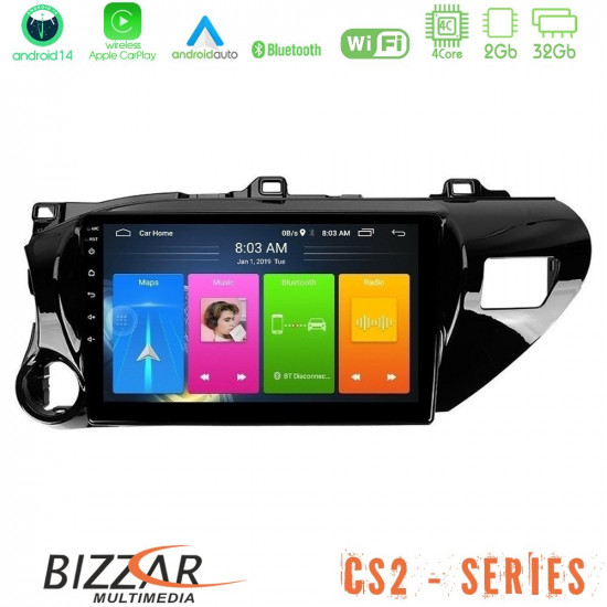 Bizzar CS2 Series 4Core Android14 2+32GB Toyota Hilux 2017-2021 Navigation Multimedia Tablet 10 Με Carplay - Android Auto Bizzar CS2 Series 4Core Android14 2+32GB Toyota Hilux 2017-2021 Navigation Multimedia Tablet 10 Με Carplay - Android Auto