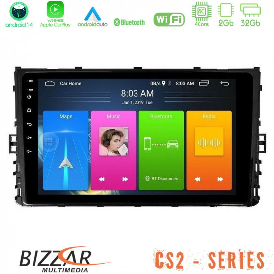 Bizzar CS2 Series 4Core Android14 2+32GB VW MQB 2017-gt; Navigation Multimedia Tablet 9 Με Carplay - Android Auto