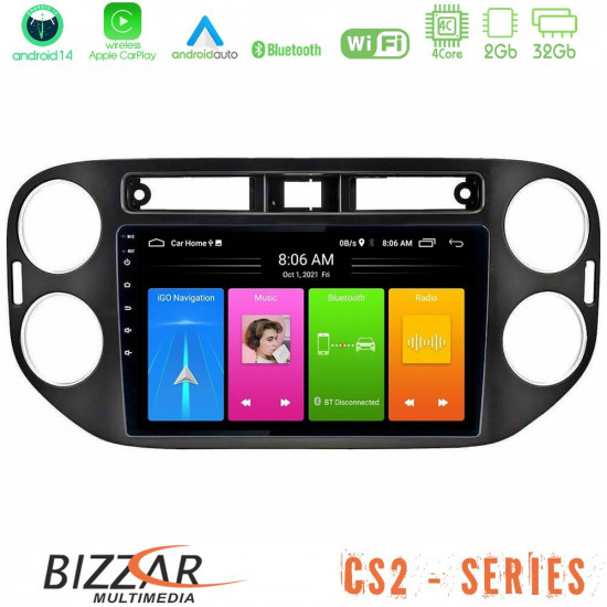 Bizzar CS2 Series 4Core Android14 2+32GB VW Tiguan Navigation Multimedia Tablet 9 (23mm alarm button) Με Carplay - Android Auto Bizzar CS2 Series 4Core Android14 2+32GB VW Tiguan Navigation Multimedia Tablet 9 (23mm alarm button) Με Carplay - Android Auto