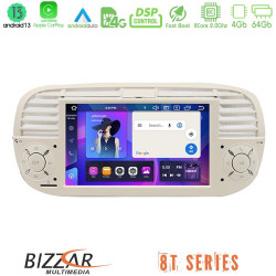 Bizzar Fiat 500 2008-2015 8core Android13 4+64GB Navigation Multimedia Deckless 7 με Carplay/AndroidAuto (OEM Style/Beige Color)