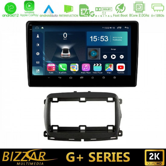 Bizzar G+ Series Fiat 500 2016-gt; 8core Android12 6+128GB Navigation Multimedia Tablet 9