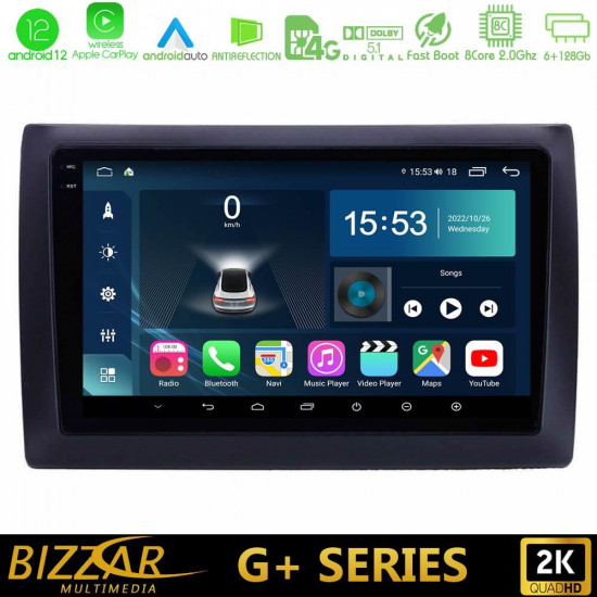 Bizzar G+ Series Fiat Stilo 8core Android12 6+128GB Navigation Multimedia Tablet 9