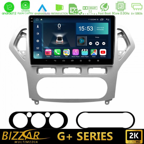 Bizzar G+ Series Ford Mondeo 2007-2010 AUTO A/C 8core Android12 6+128GB Navigation Multimedia Tablet 10 Bizzar G+ Series Ford Mondeo 2007-2010 AUTO A/C 8core Android12 6+128GB Navigation Multimedia Tablet 10
