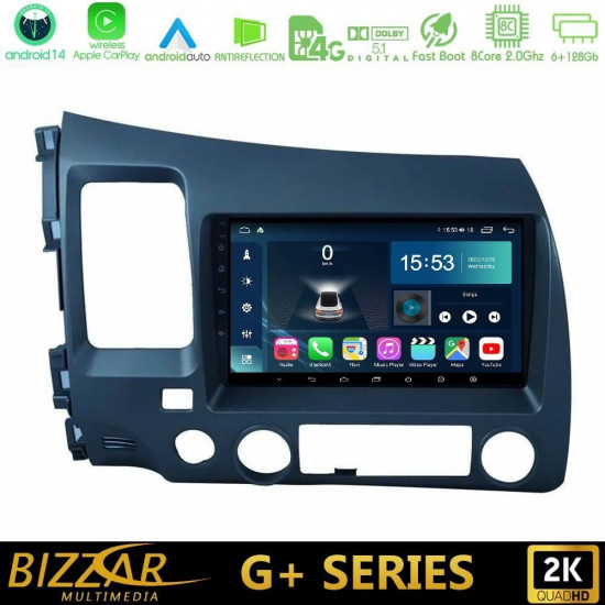 Bizzar G+ Series Honda Civic 2006-2011 8core Android12 6+128GB Navigation Multimedia Tablet 9