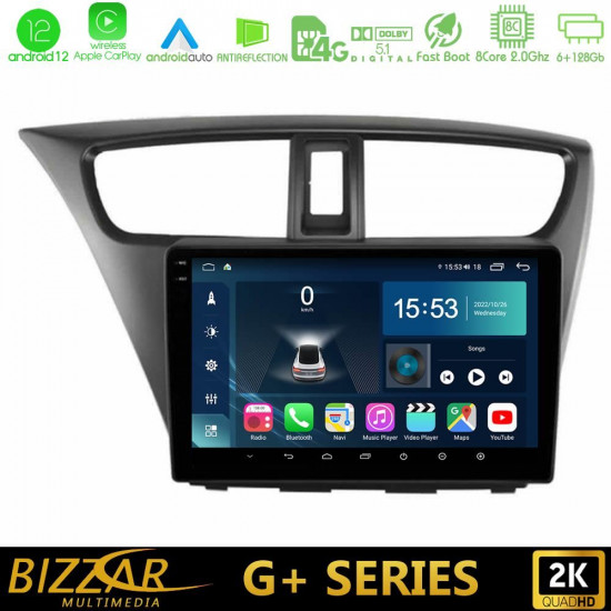 Bizzar G+ Series Honda Civic Hatchback 2012-2015 8core Android12 6+128GB Navigation Multimedia Tablet 9 Bizzar G+ Series Honda Civic Hatchback 2012-2015 8core Android12 6+128GB Navigation Multimedia Tablet 9