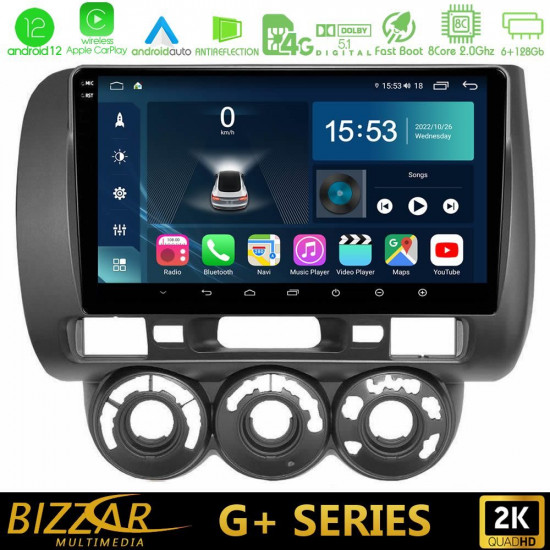 Bizzar G+ Series Honda Jazz 2002-2008 (Manual A/C) 8core Android12 6+128GB Navigation Multimedia Tablet 9 Bizzar G+ Series Honda Jazz 2002-2008 (Manual A/C) 8core Android12 6+128GB Navigation Multimedia Tablet 9