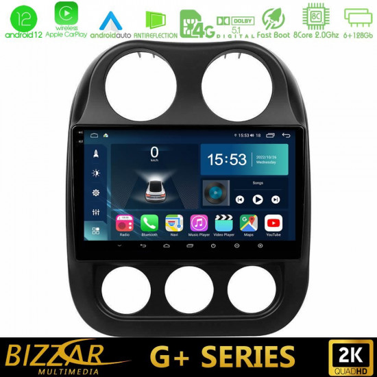 Bizzar G+ Series Jeep Compass 2010-2016 8core Android12 6+128GB Navigation Multimedia Tablet 10 Bizzar G+ Series Jeep Compass 2010-2016 8core Android12 6+128GB Navigation Multimedia Tablet 10