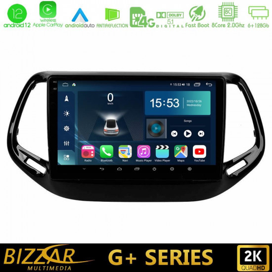 Bizzar G+ Series Jeep Compass 2017-gt; 8core Android12 6+128GB Navigation Multimedia Tablet 10 Bizzar G+ Series Jeep Compass 2017-gt; 8core Android12 6+128GB Navigation Multimedia Tablet 10