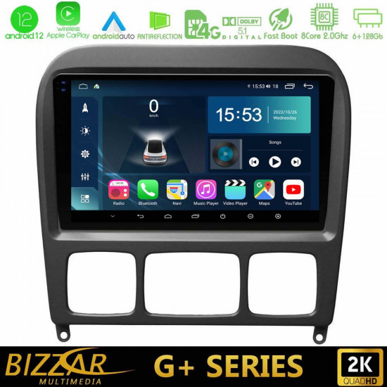 Bizzar G+ Series Mercedes S Class 1999-2004 (W220) 8core Android12 6+128GB Navigation Multimedia Tablet 9 (Μαύρο Χρώμα) Bizzar G+ Series Mercedes S Class 1999-2004 (W220) 8core Android12 6+128GB Navigation Multimedia Tablet 9 (Μαύρο Χρώμα)