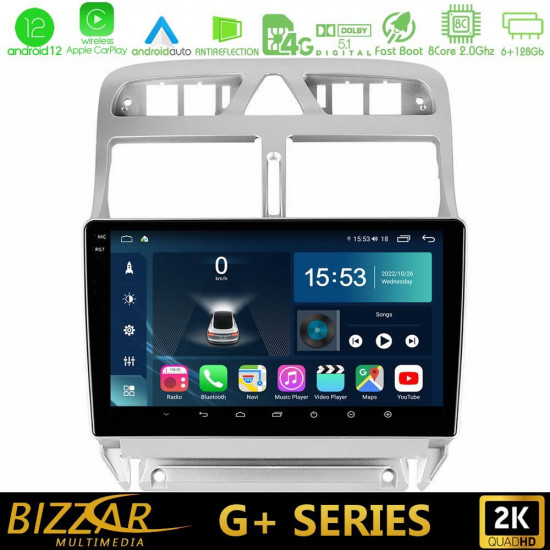 Bizzar G+ Series Peugeot 307 2002-2008 8core Android12 6+128GB Navigation Multimedia Tablet 9 Bizzar G+ Series Peugeot 307 2002-2008 8core Android12 6+128GB Navigation Multimedia Tablet 9