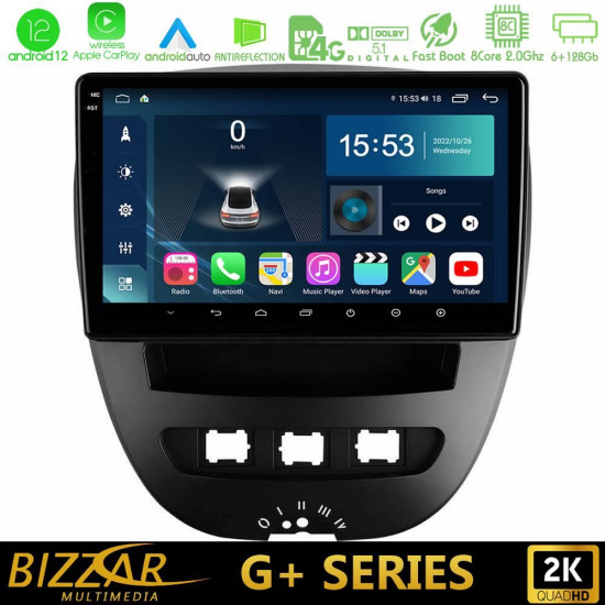 Bizzar G+ Series Toyota Aygo/Citroen C1/Peugeot 107 8core Android12 6+128GB Navigation Multimedia Tablet 10 Bizzar G+ Series Toyota Aygo/Citroen C1/Peugeot 107 8core Android12 6+128GB Navigation Multimedia Tablet 10