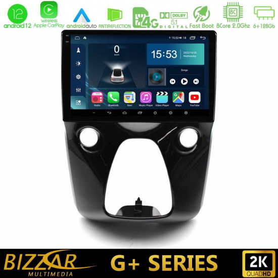 Bizzar G+ Series Toyota Aygo Citroen C1 Peugeot 108 8core Android12 6+128GB Navigation Multimedia 10 Bizzar G+ Series Toyota Aygo Citroen C1 Peugeot 108 8core Android12 6+128GB Navigation Multimedia 10