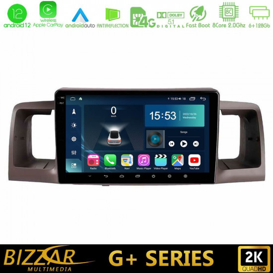 Bizzar G+ Series Toyota Corolla 2002-2006 8Core Android12 6+128GB Navigation Multimedia Tablet 9 Bizzar G+ Series Toyota Corolla 2002-2006 8Core Android12 6+128GB Navigation Multimedia Tablet 9