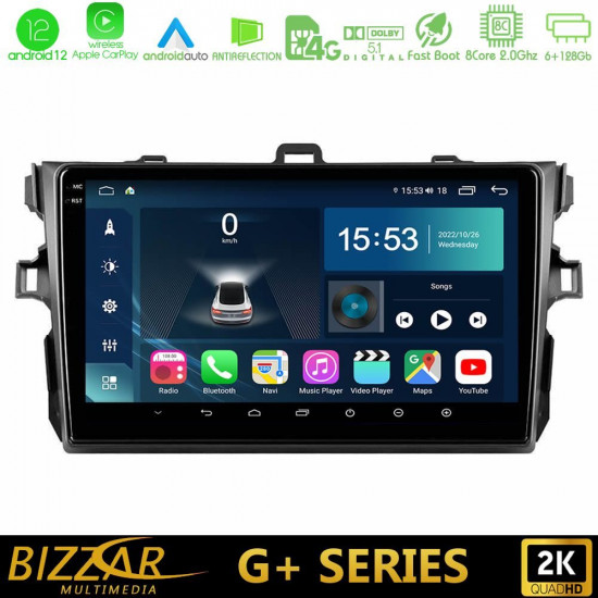 Bizzar G+ Series Toyota Corolla 2007-2012 8core Android12 6+128GB Navigation Multimedia Tablet 9 Bizzar G+ Series Toyota Corolla 2007-2012 8core Android12 6+128GB Navigation Multimedia Tablet 9