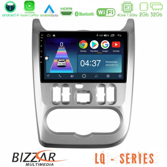 Bizzar LQ Series 4Core Android14 2+32GB Dacia Duster/Sandero/Logan Navigation Multimedia Tablet 9 Με Carplay - Android Auto Bizzar LQ Series 4Core Android14 2+32GB Dacia Duster/Sandero/Logan Navigation Multimedia Tablet 9 Με Carplay - Android Auto