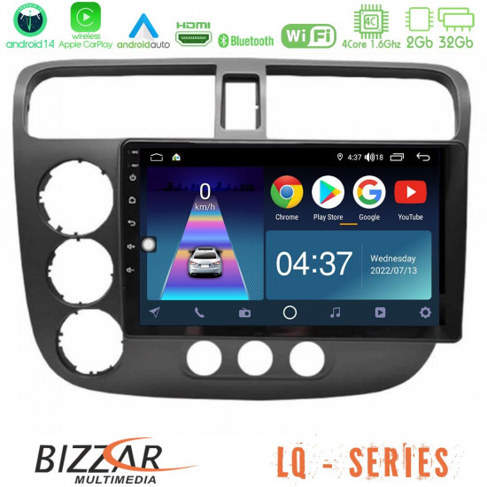 Bizzar LQ Series 4Core Android14 2+32GB Honda Civic 2001-2005 Navigation Multimedia Tablet 9 Με Carplay - Android Auto Bizzar LQ Series 4Core Android14 2+32GB Honda Civic 2001-2005 Navigation Multimedia Tablet 9 Με Carplay - Android Auto